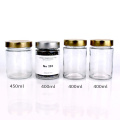 Factory 15oz food storage glass honey jar container with metal screw top